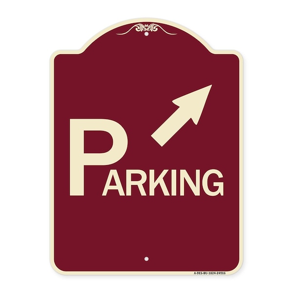 Parking W/ Arrow Pointing to Top Right Heavy-Gauge Aluminum Sign, 24" x 18", BU-1824-24516